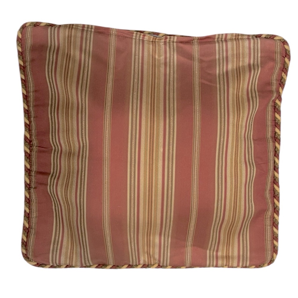 20x20 striped sofa pillow cover. Shades of rust, gold, & brown.